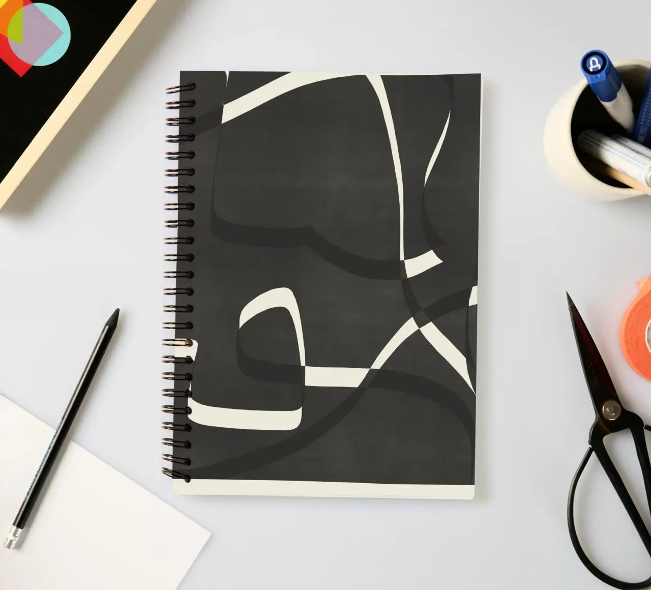 Dynamic Curves and Lines spiral notebook by Life of Pie