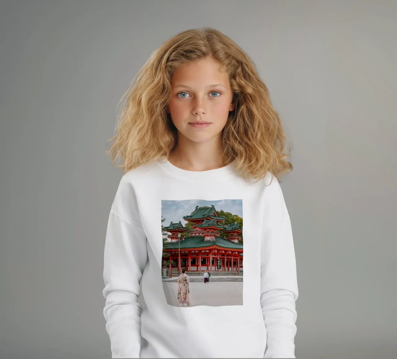 Geisha davanti a un tempio di Kyoto felpa bambino da mbgraphx2