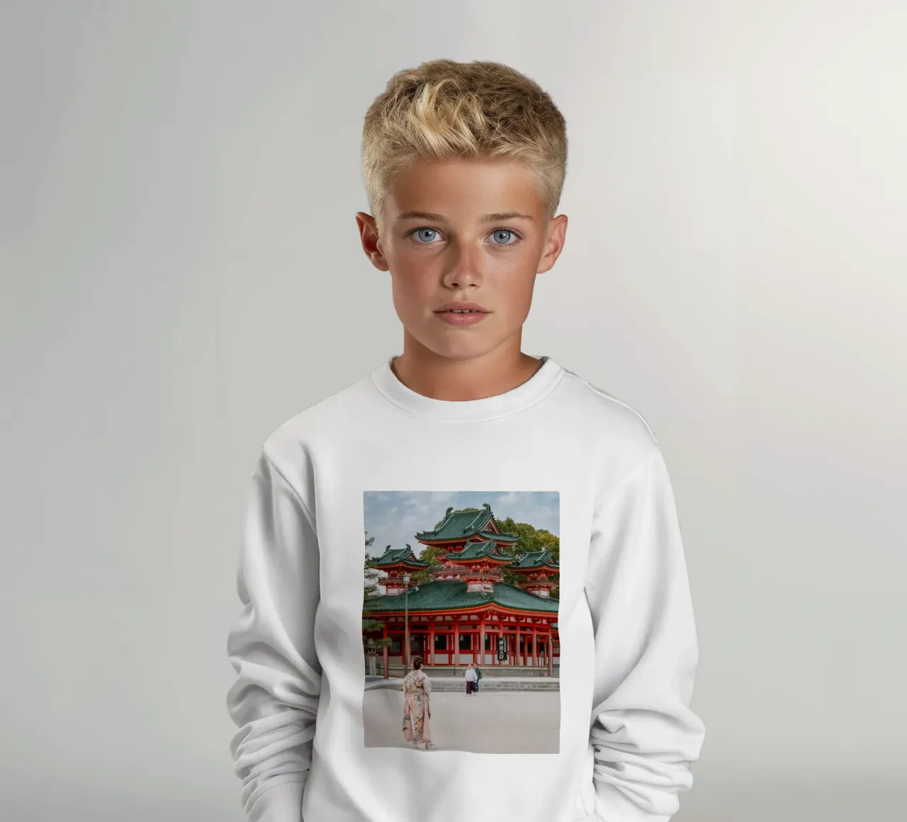 Geisha davanti a un tempio di Kyoto felpa bambino da mbgraphx2