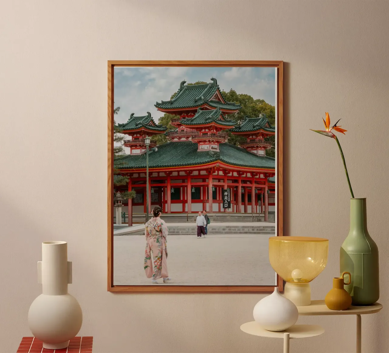Geisha davanti a un tempio di Kyoto alluminio dibond da mbgraphx2