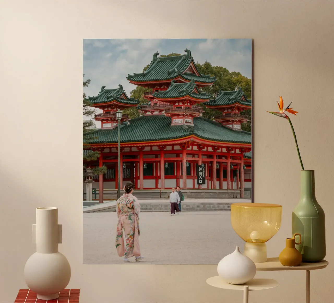 Geisha davanti a un tempio di Kyoto alluminio dibond da mbgraphx2