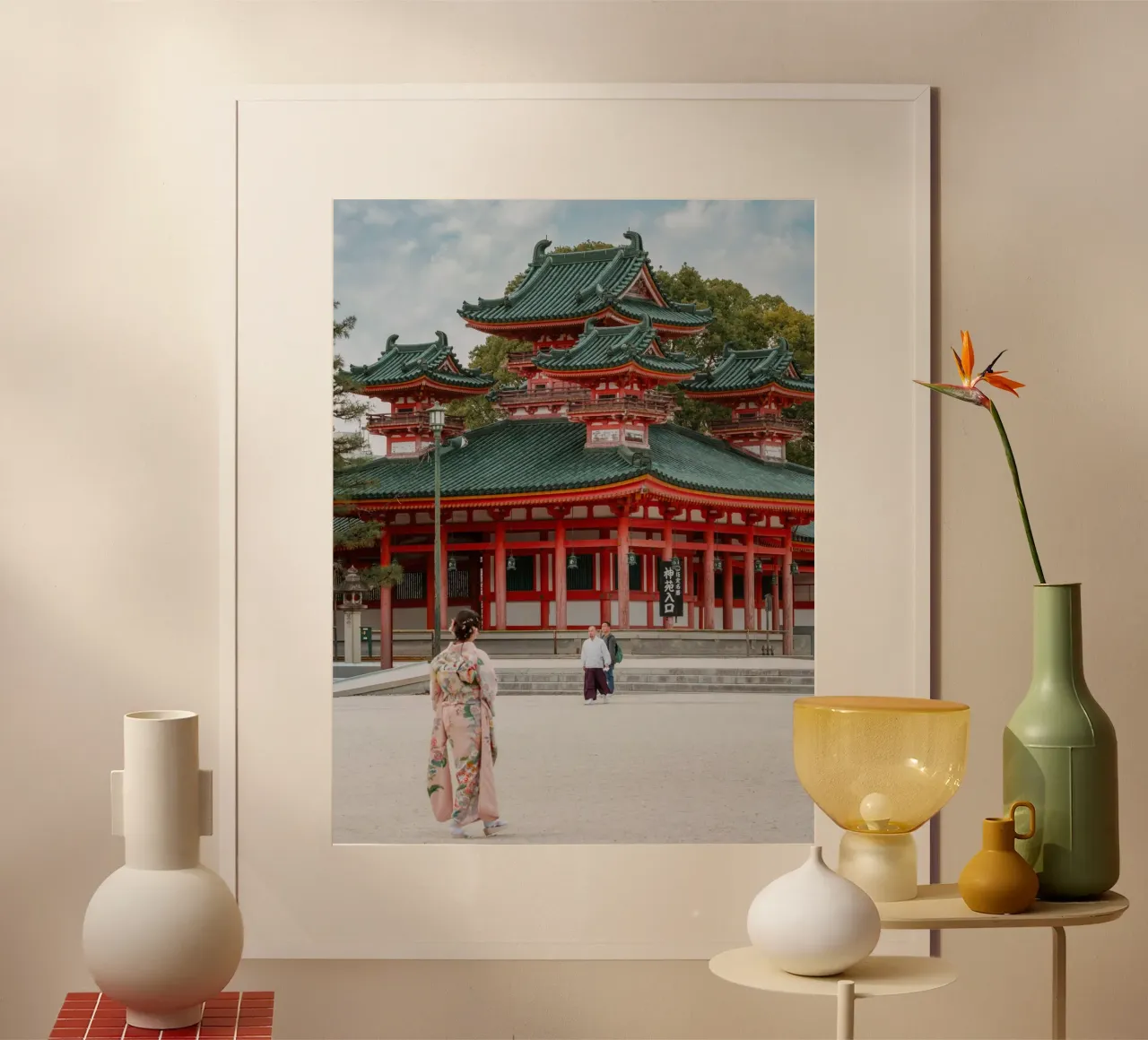 Geisha davanti a un tempio di Kyoto carta hahnemühle da mbgraphx2