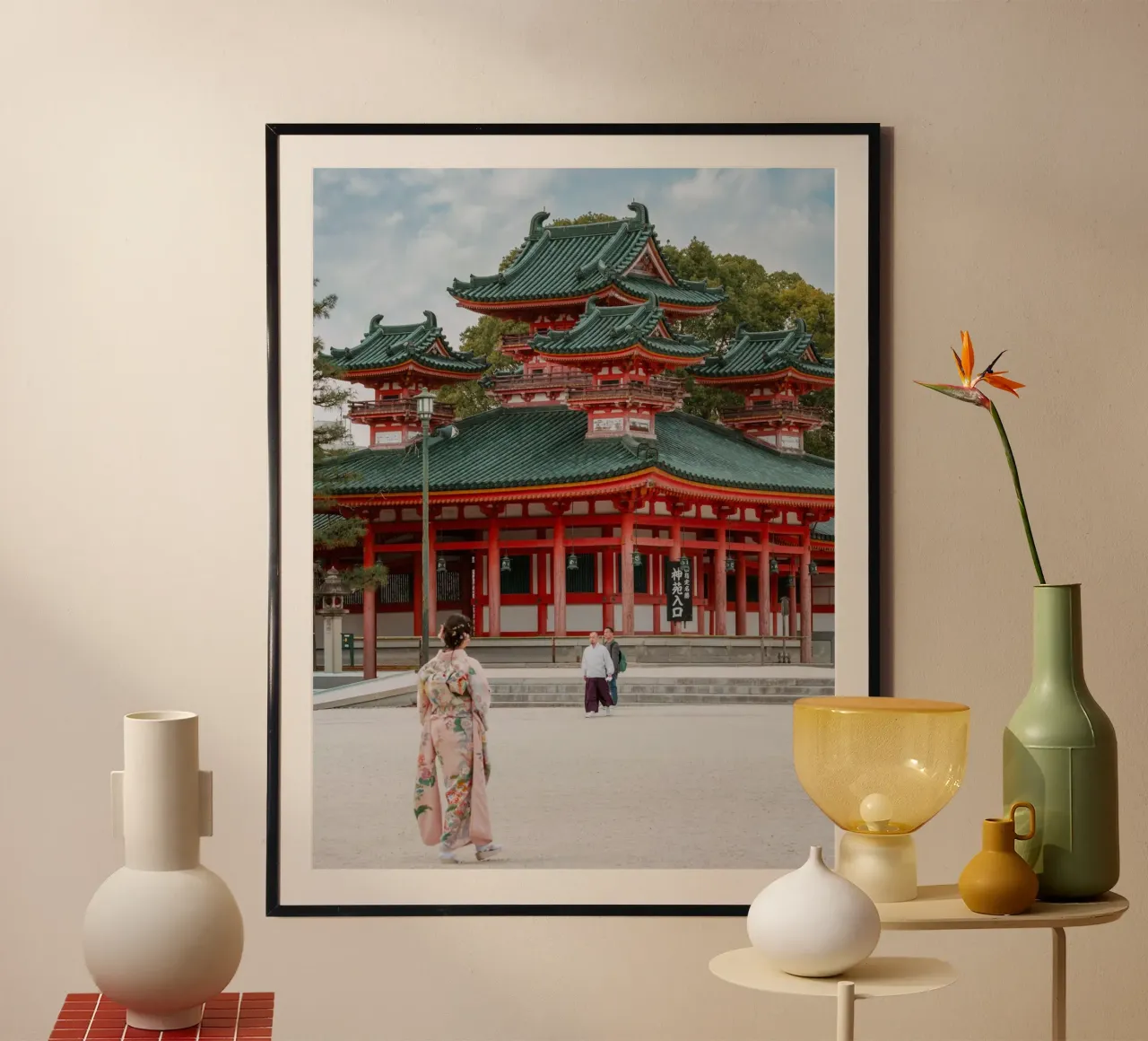 Geisha davanti a un tempio di Kyoto carta hahnemühle da mbgraphx2