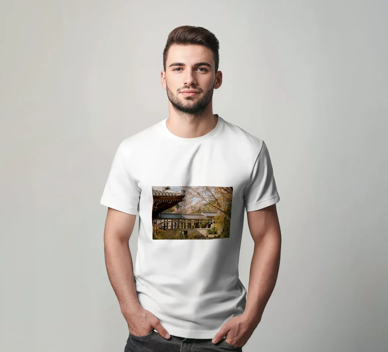 Tempio dei ciliegi in fiore a Kyoto, Giappone t-shirt da mbgraphx2