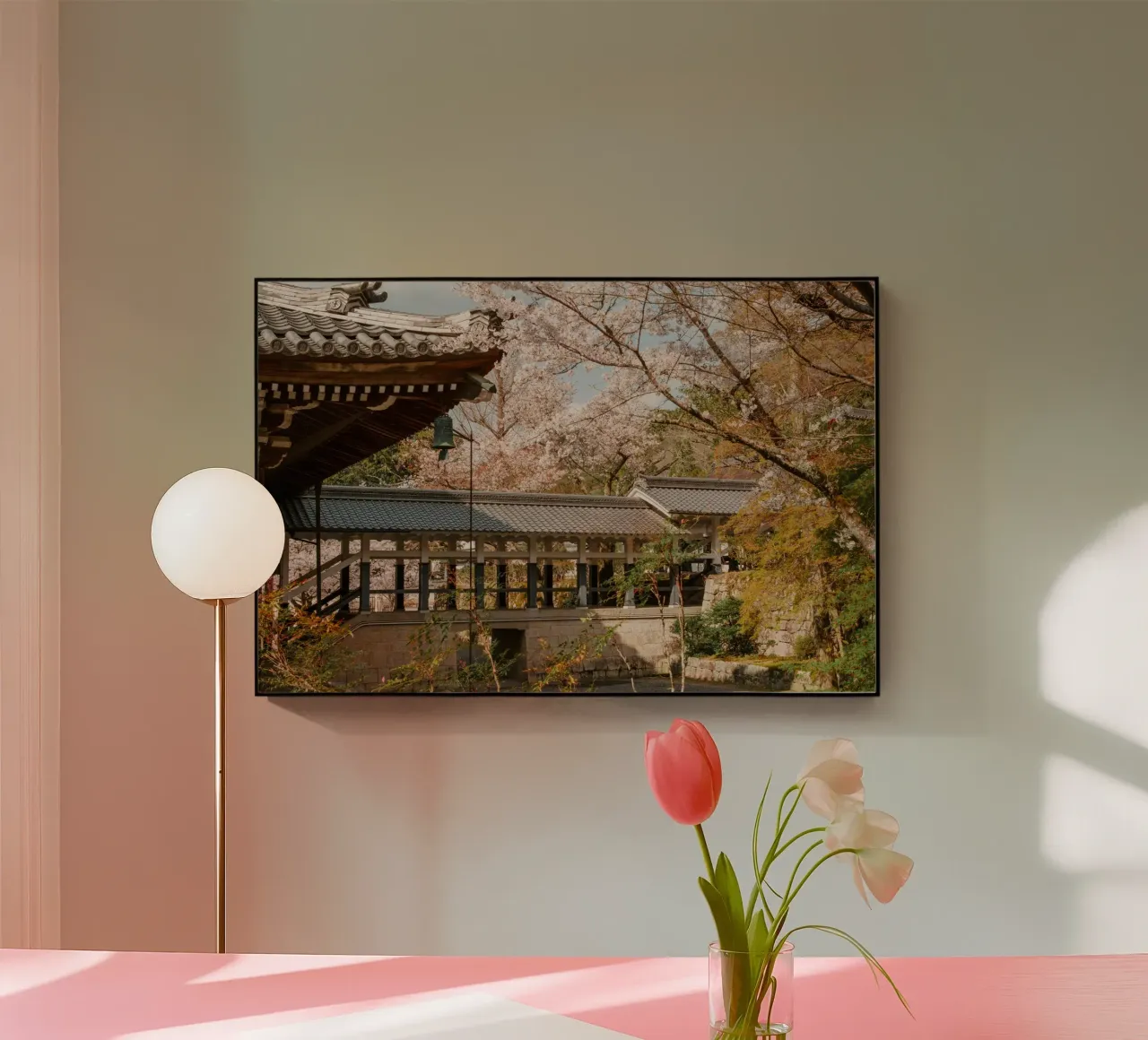 Tempio dei ciliegi in fiore a Kyoto, Giappone plexiglass da mbgraphx2