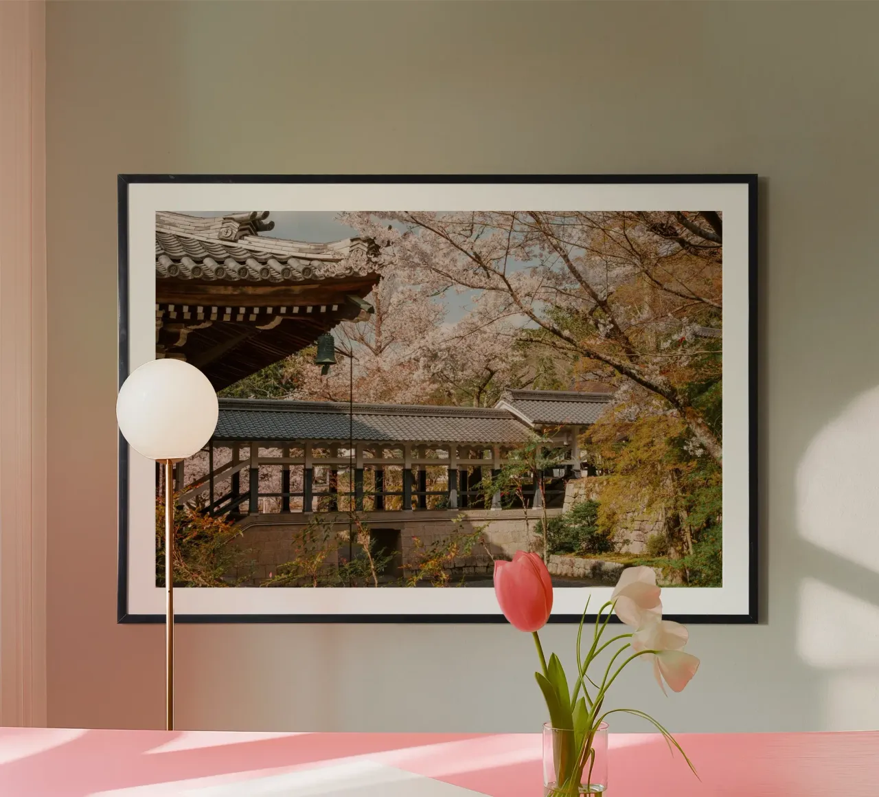 Tempio dei ciliegi in fiore a Kyoto, Giappone carta hahnemühle da mbgraphx2