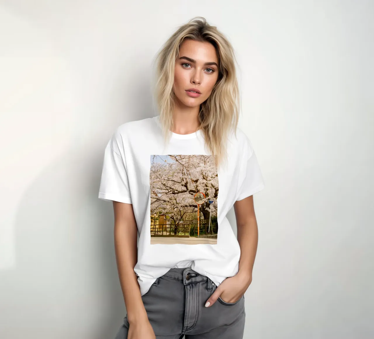 La via dei ciliegi in fiore a Kyoto, Giappone t-shirt da mbgraphx2
