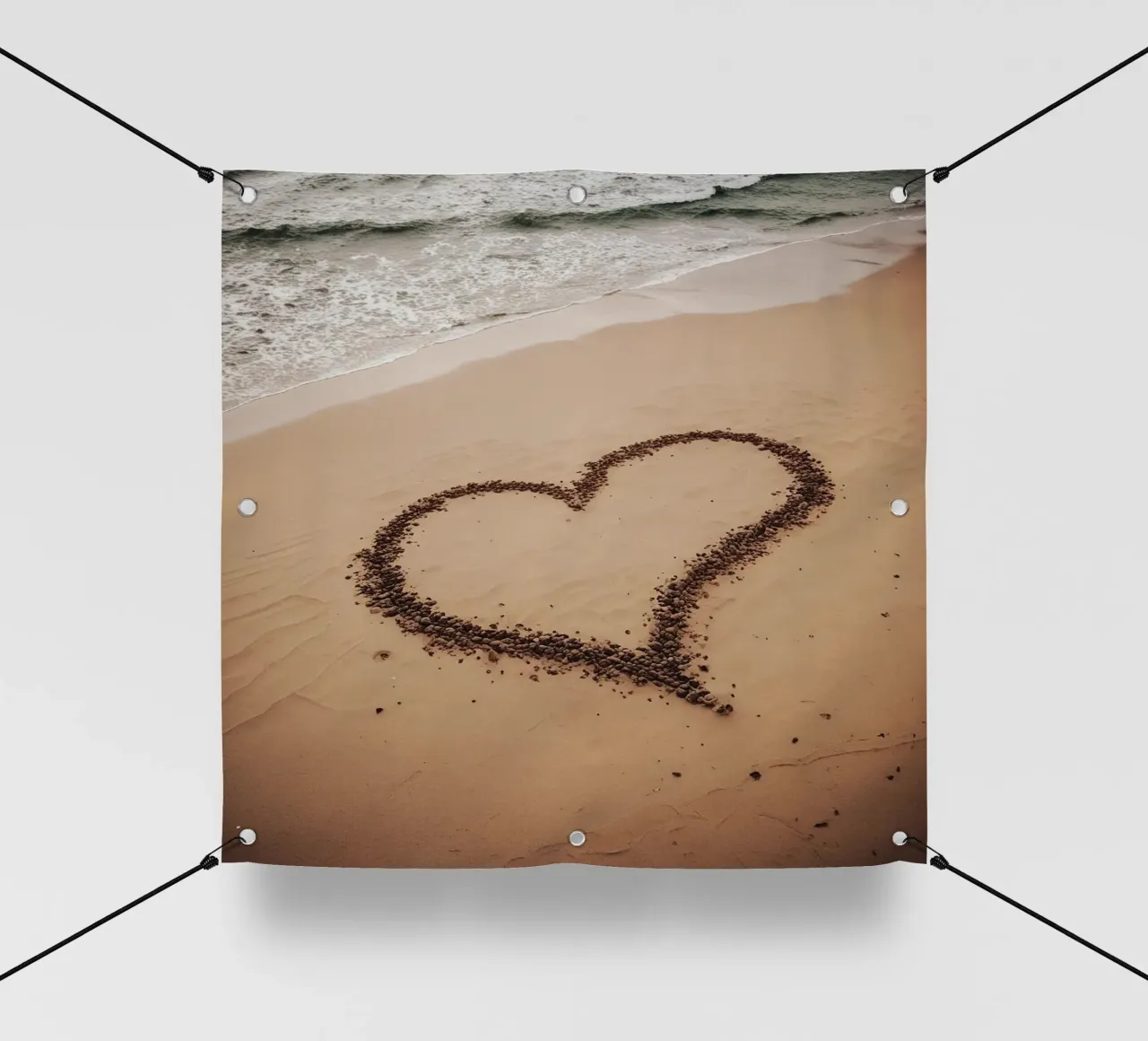 Il cuore nella sabbia_2 telo in pvc da Pink- und LoveArt by LK
