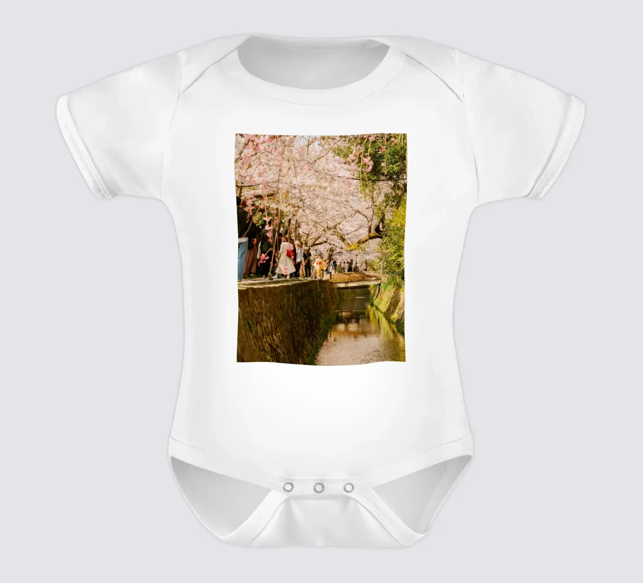 Canale dei ciliegi in fiore a Kyoto, Giappone body neonato maniche corte da mbgraphx2