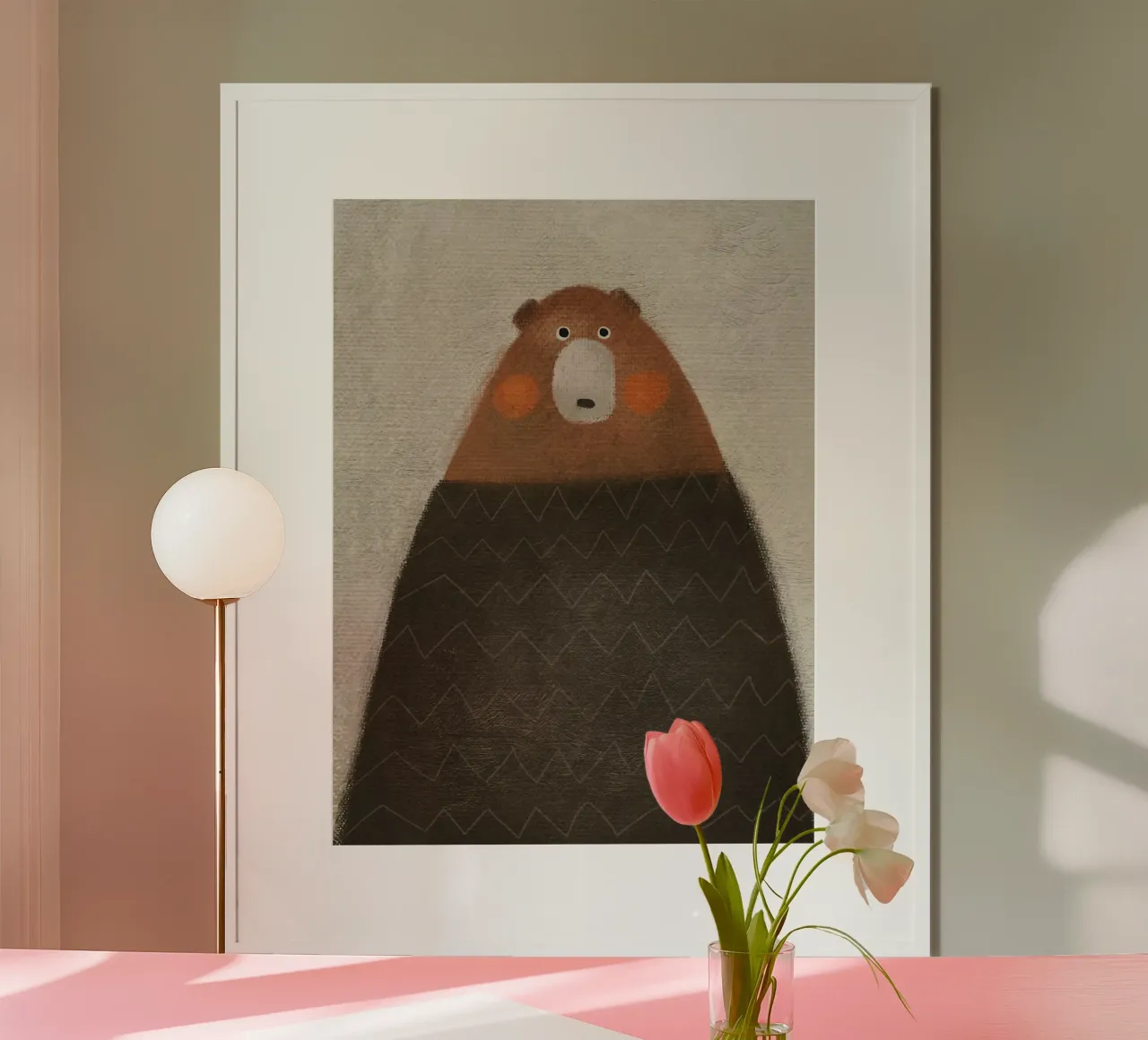 Nelli Suneli - Orso con le guance rosse poster con telaio in legno da The Artcircle