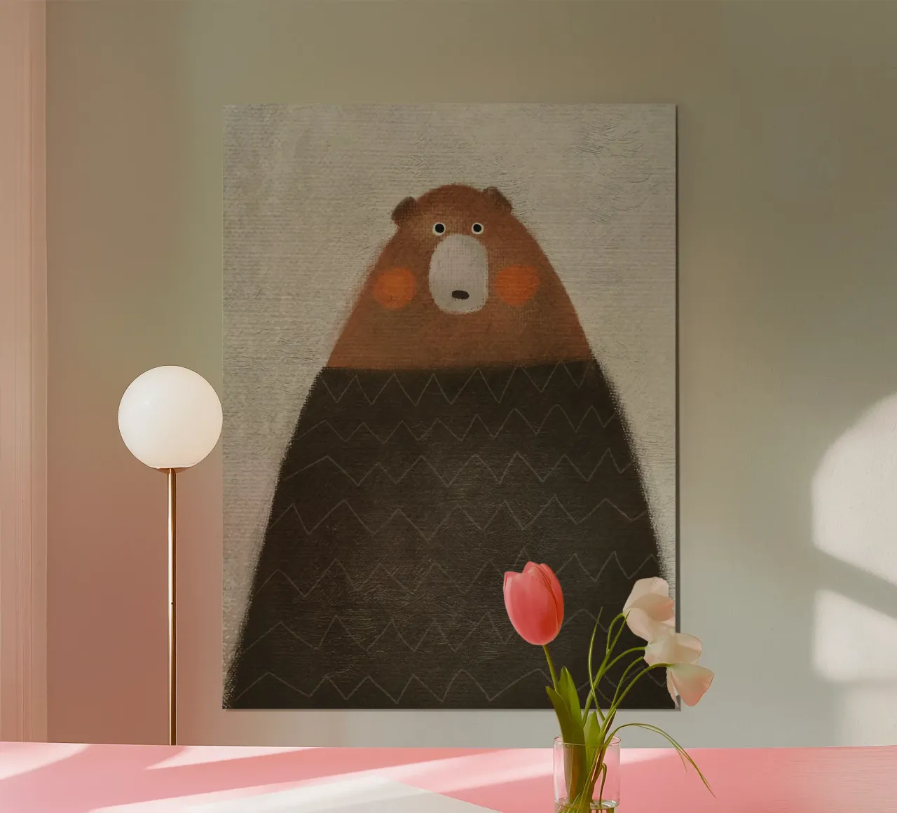 Nelli Suneli - Orso con le guance rosse poster con telaio in legno da The Artcircle