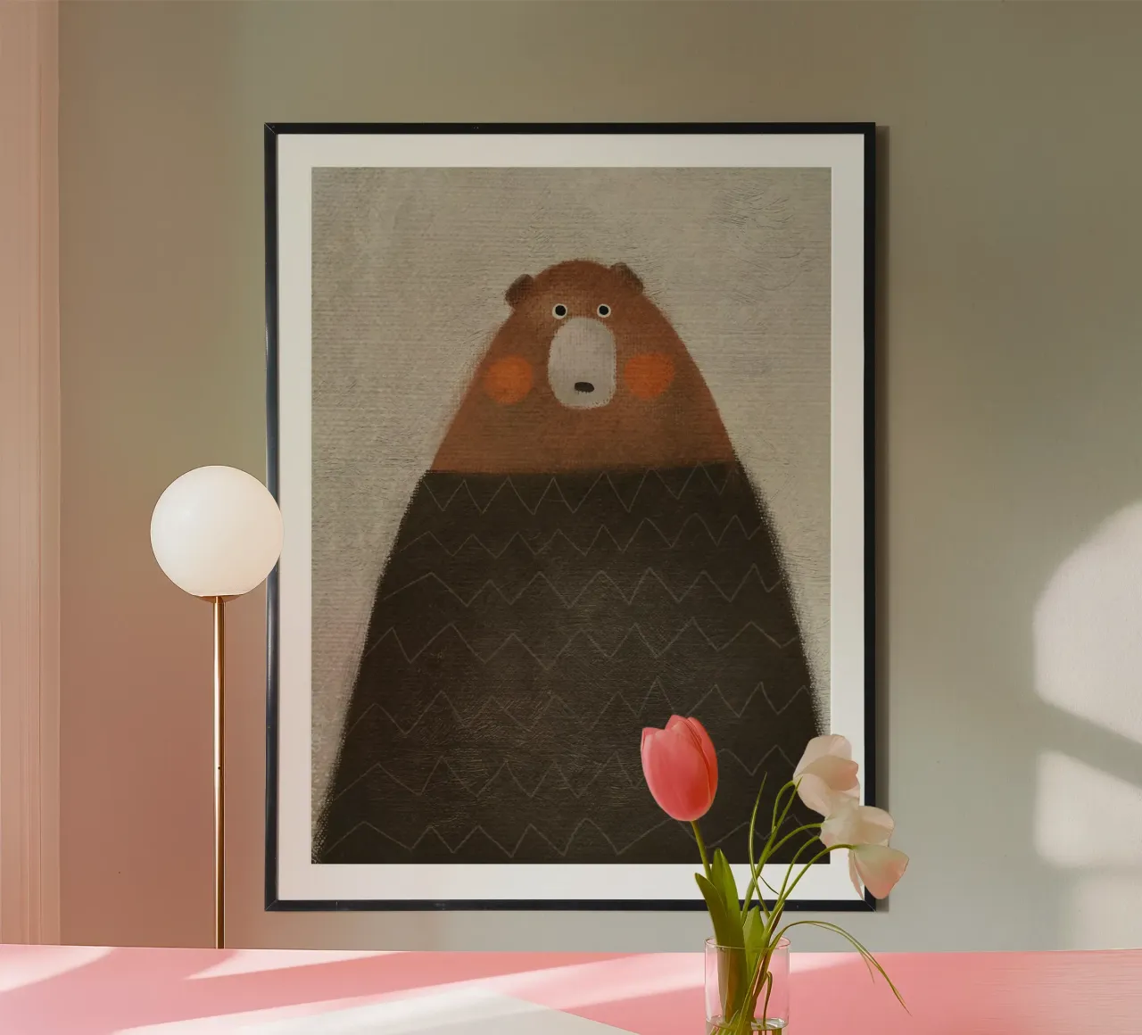 Nelli Suneli - Orso con le guance rosse poster con telaio in legno da The Artcircle