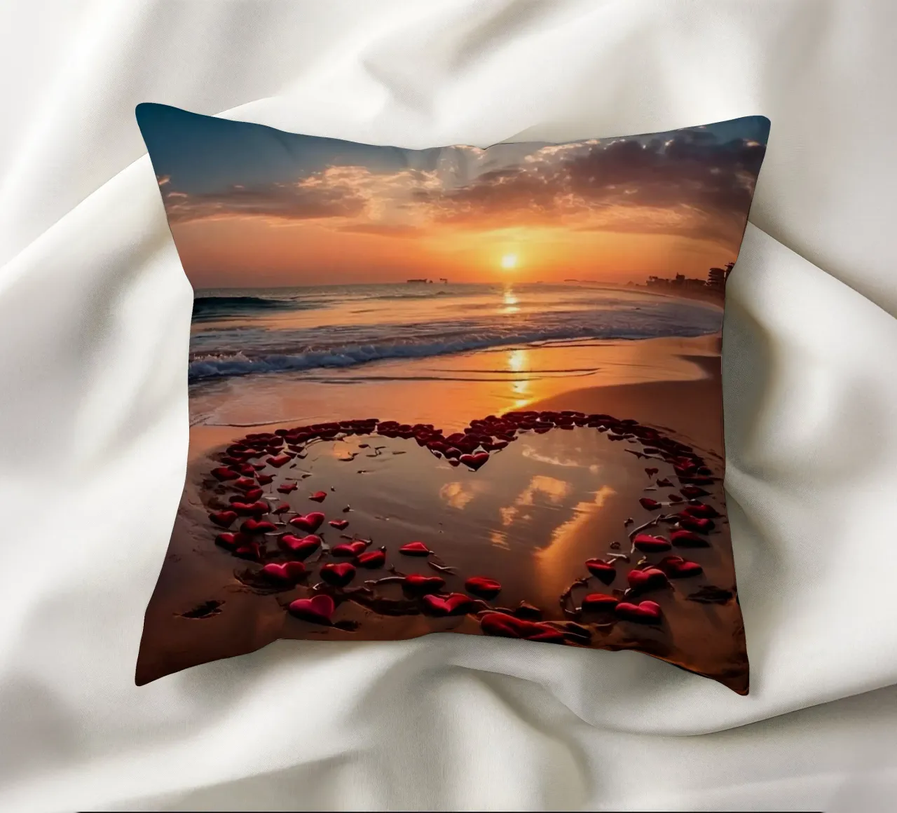 Cuori sulla spiaggia_1 cuscino da Pink- und LoveArt by LK