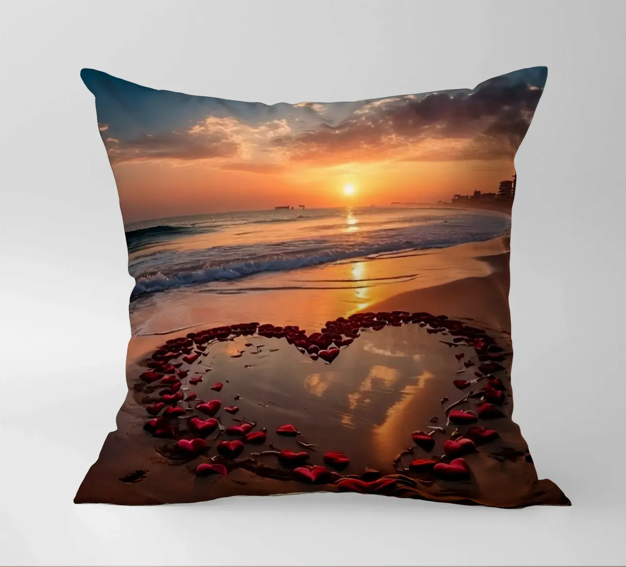 Cuori sulla spiaggia_1 cuscino da Pink- und LoveArt by LK