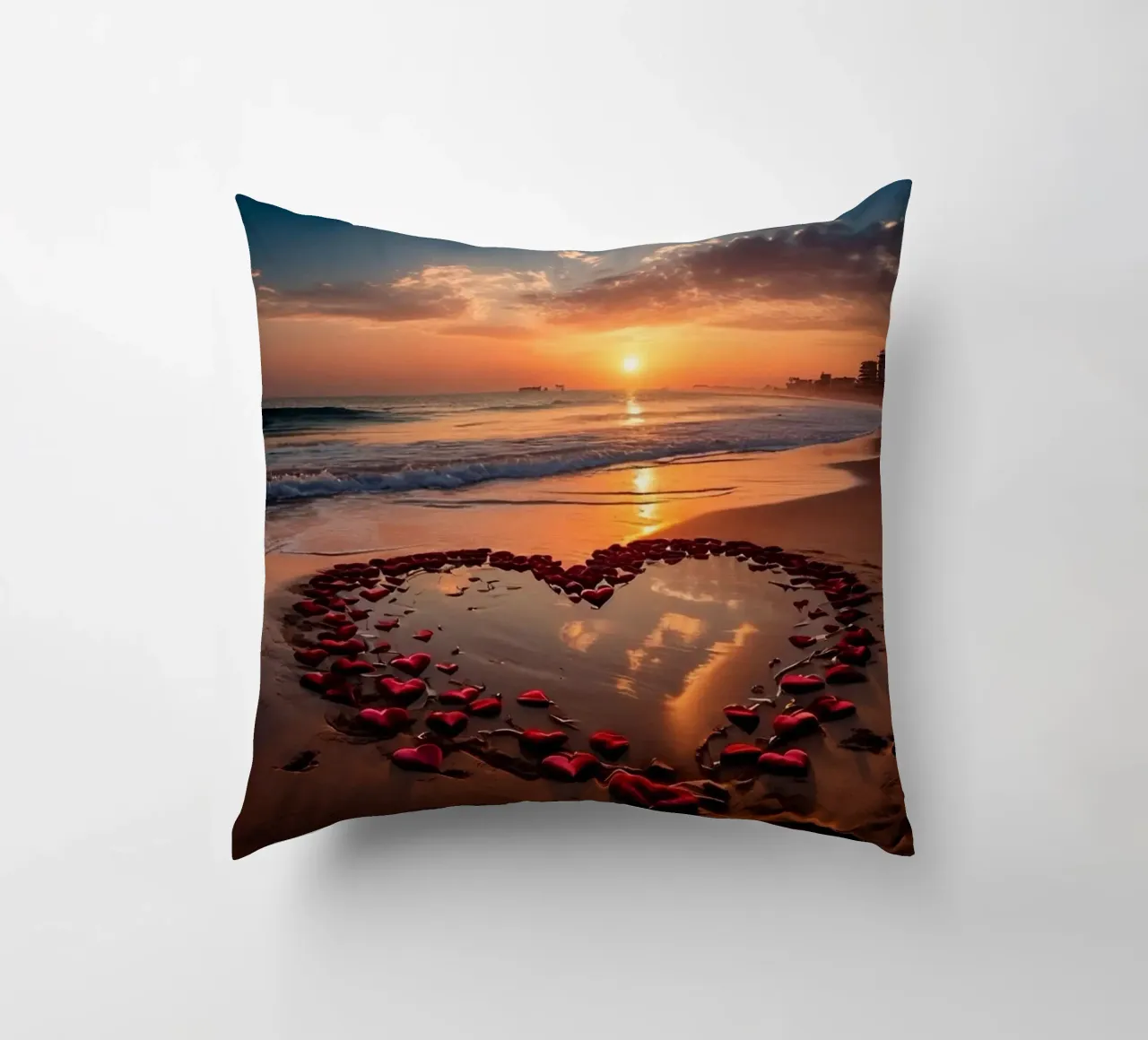 Cuori sulla spiaggia_1 cuscino da Pink- und LoveArt by LK