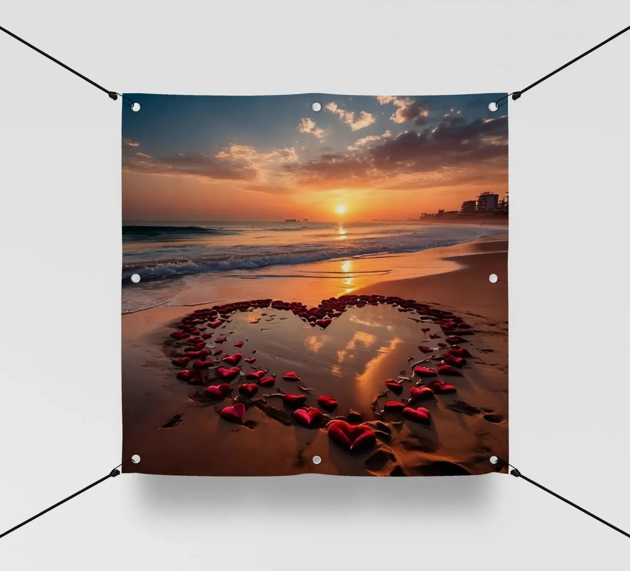 Cuori sulla spiaggia_1 telo in pvc da Pink- und LoveArt by LK