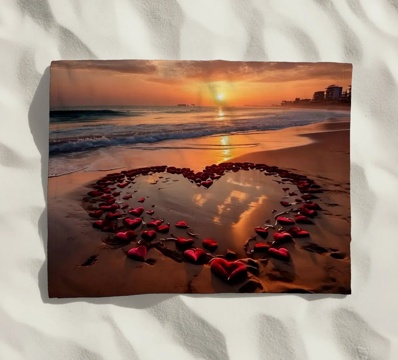 Cuori sulla spiaggia_1 telo mare da Pink- und LoveArt by LK