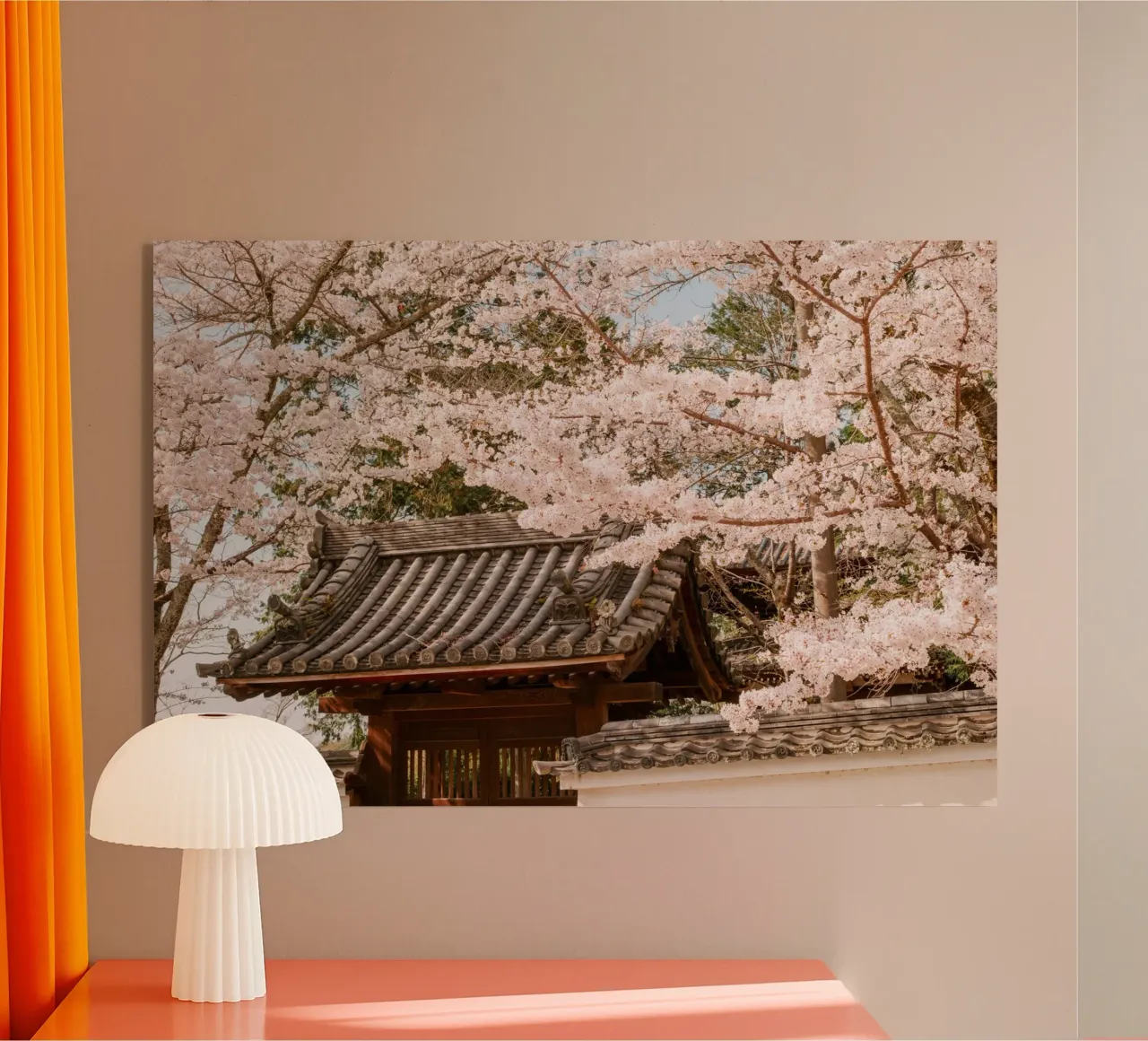 Tetto del tempio dei ciliegi in fiore a Kyoto, Giappone plexiglass da mbgraphx2