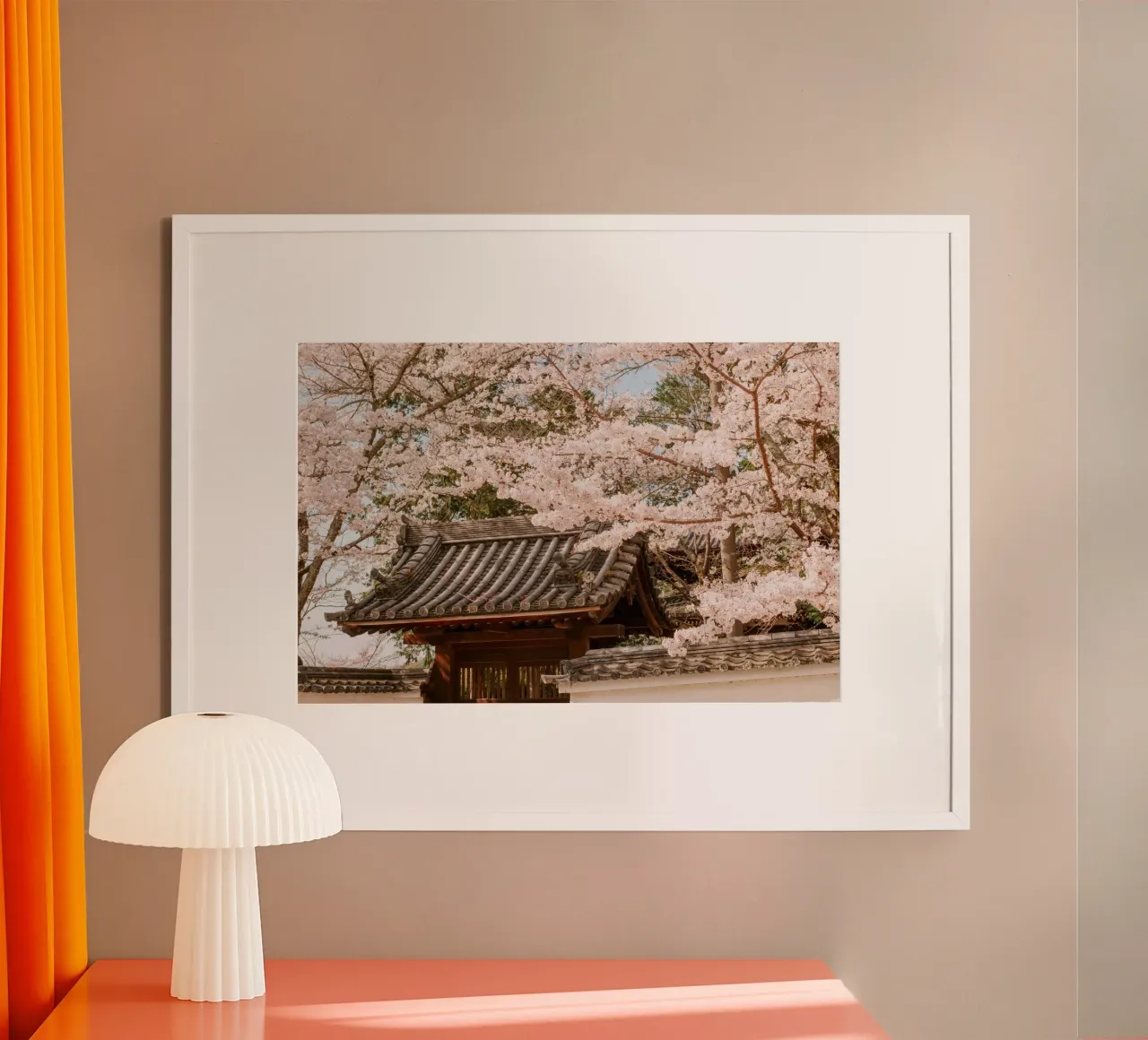 Tetto del tempio dei ciliegi in fiore a Kyoto, Giappone carta hahnemühle da mbgraphx2