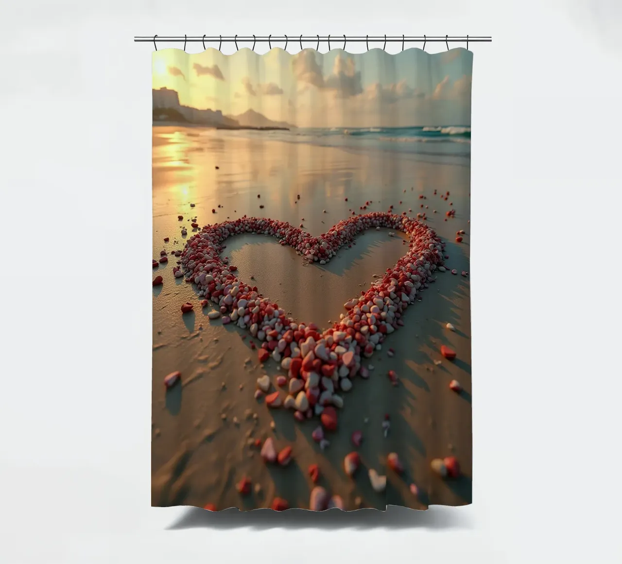 Cuori sulla spiaggia_2 tenda da doccia da Pink- und LoveArt by LK