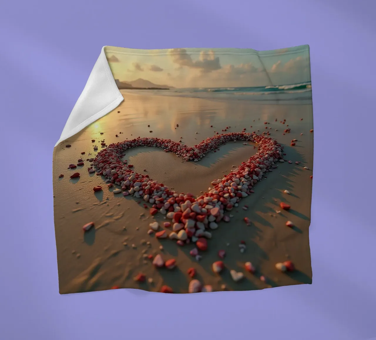 Cuori sulla spiaggia_2 coperta in pile da Pink- und LoveArt by LK