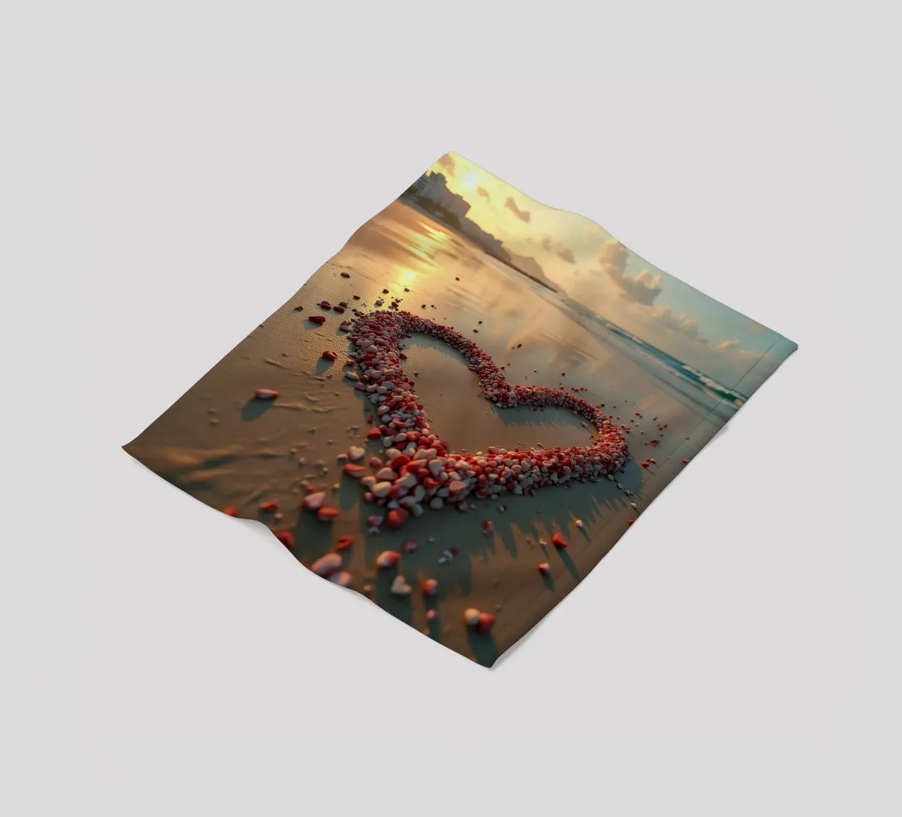 Cuori sulla spiaggia_2 coperta in pile da Pink- und LoveArt by LK