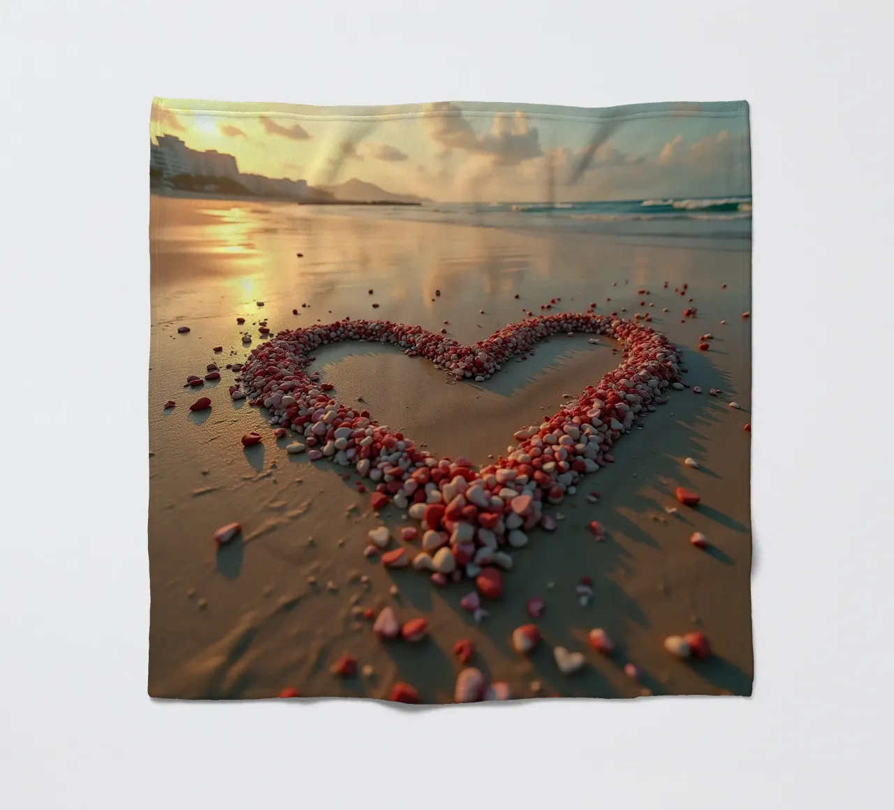 Cuori sulla spiaggia_2 coperta in pile da Pink- und LoveArt by LK