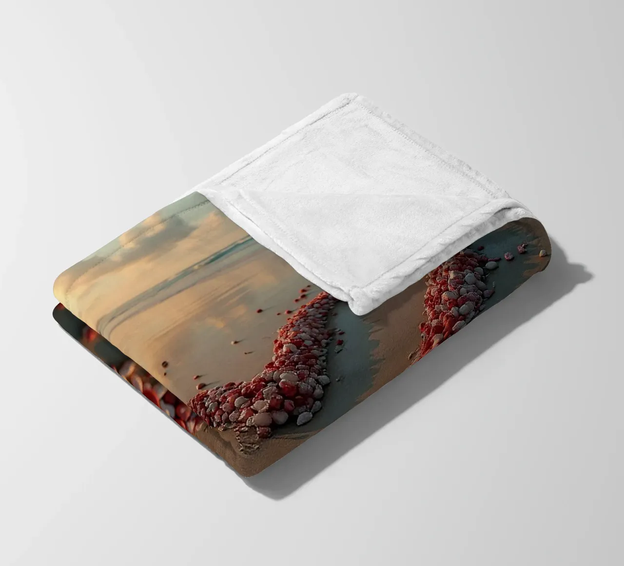 Cuori sulla spiaggia_2 coperta in pile da Pink- und LoveArt by LK