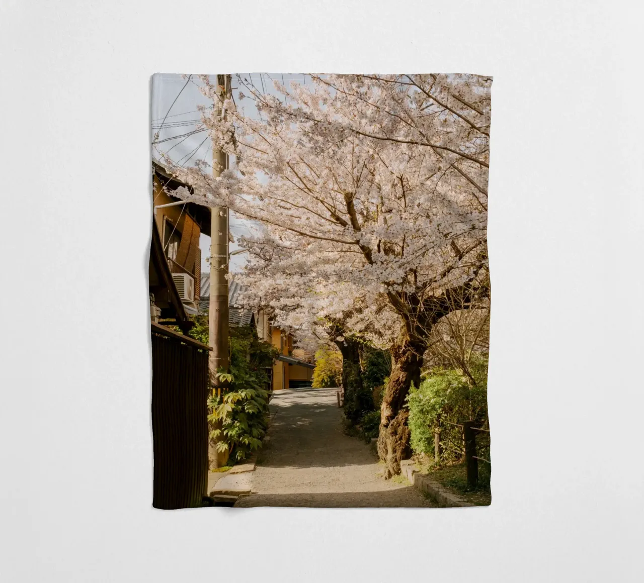 Il sentiero dei ciliegi in fiore a Kyoto, Giappone coperta in pile da mbgraphx2