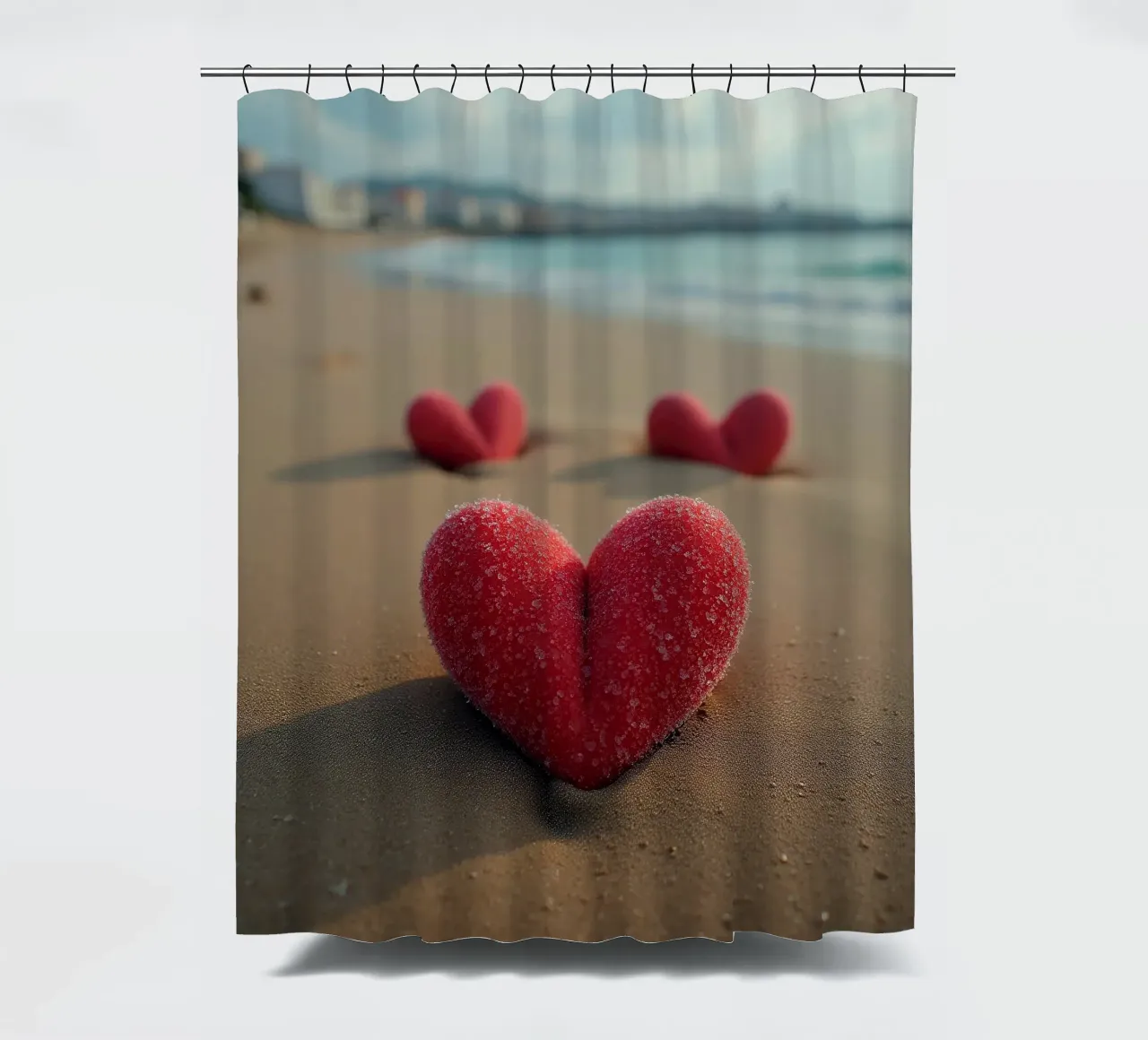 Cuori sulla spiaggia_3 tenda da doccia da Pink- und LoveArt by LK