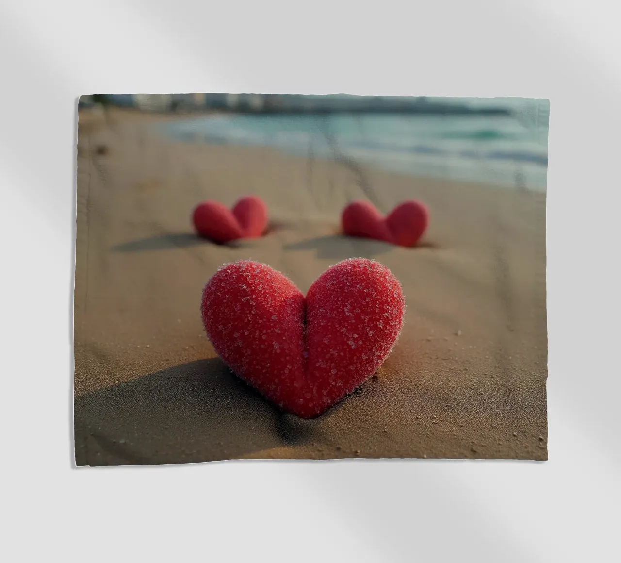 Cuori sulla spiaggia_3 telo mare da Pink- und LoveArt by LK