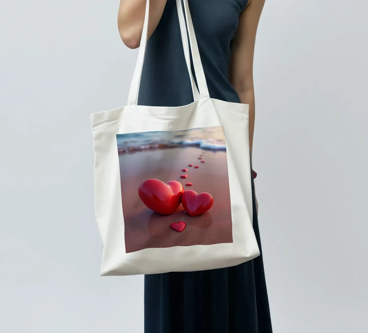 Cuori sulla spiaggia_4 borsa in juta da Pink- und LoveArt by LK