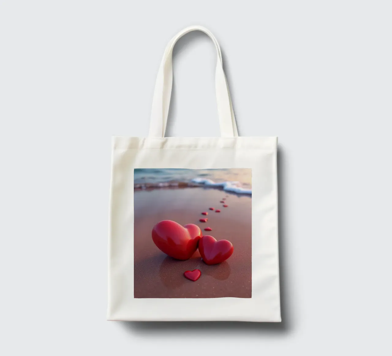 Cuori sulla spiaggia_4 borsa in juta da Pink- und LoveArt by LK