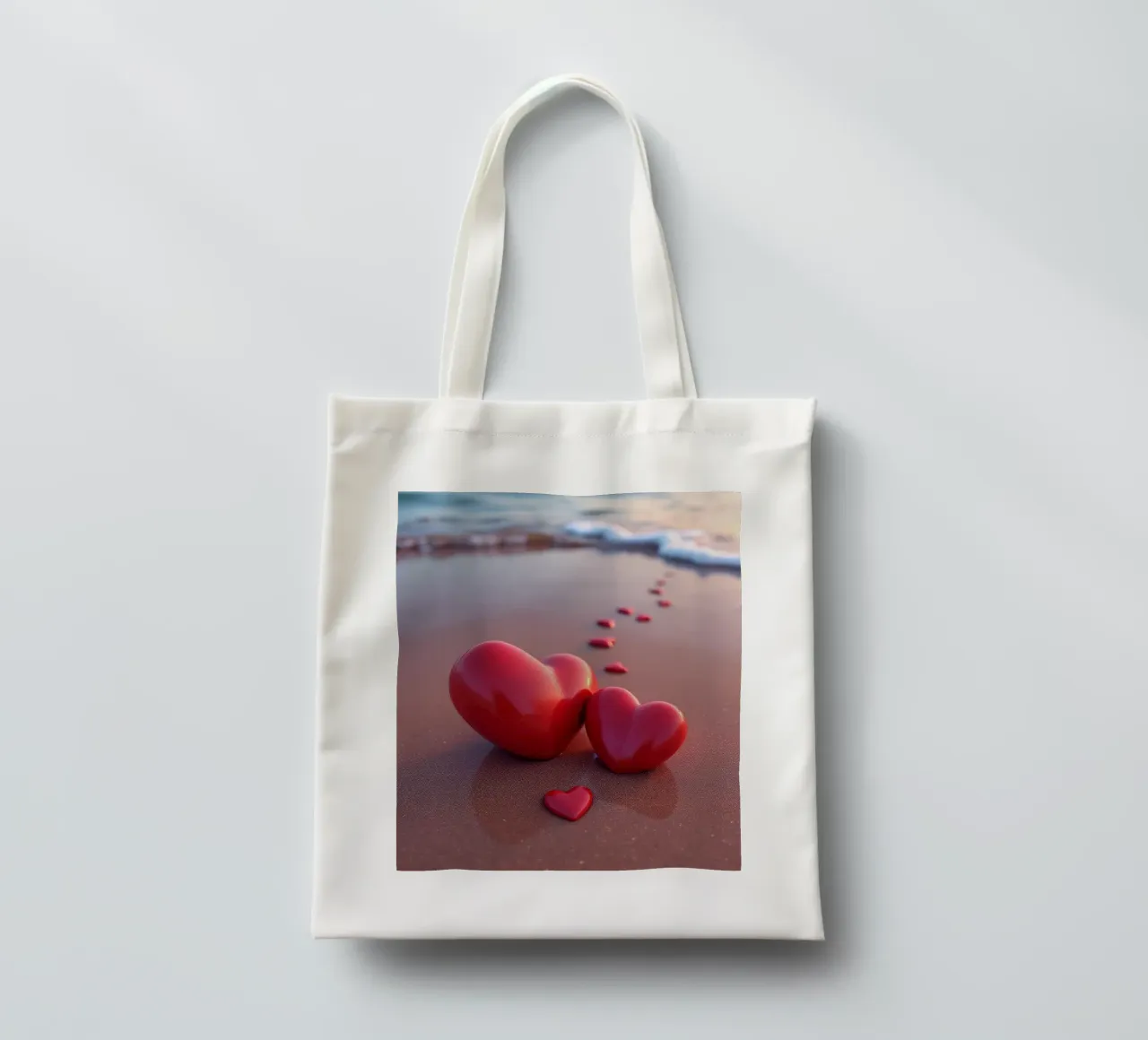 Cuori sulla spiaggia_4 borsa in juta da Pink- und LoveArt by LK