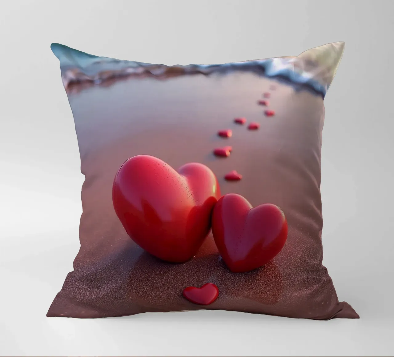 Cuori sulla spiaggia_4 cuscino da Pink- und LoveArt by LK