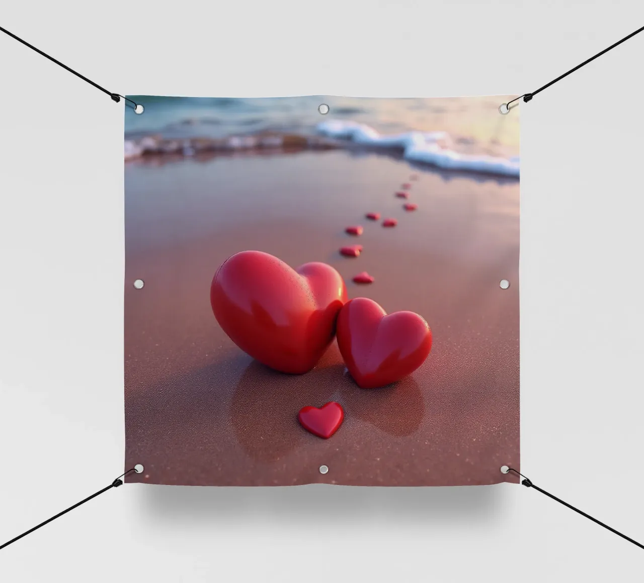 Cuori sulla spiaggia_4 telo in pvc da Pink- und LoveArt by LK