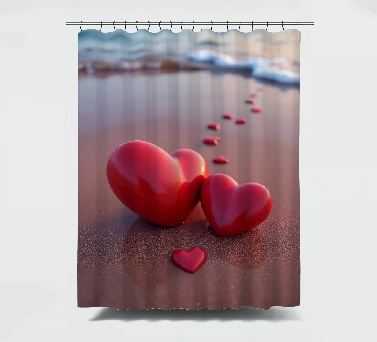 Cuori sulla spiaggia_4 tenda da doccia da Pink- und LoveArt by LK
