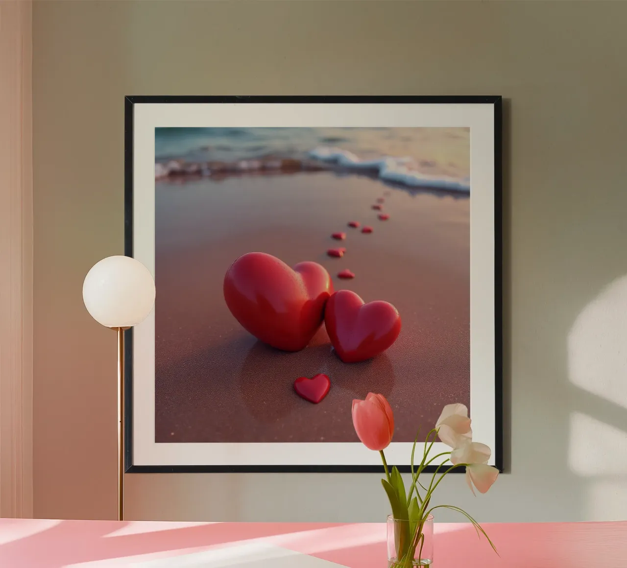Cuori sulla spiaggia_4 poster da Pink- und LoveArt by LK