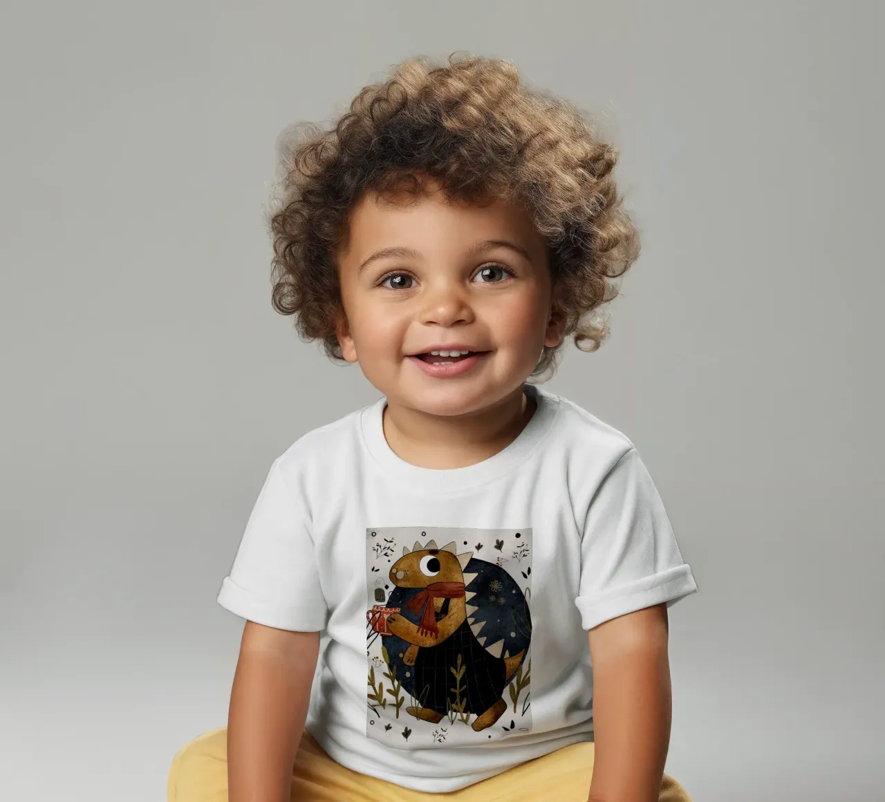 Nelli Suneli - Dino with a Tea baby t-shirt by The Artcircle