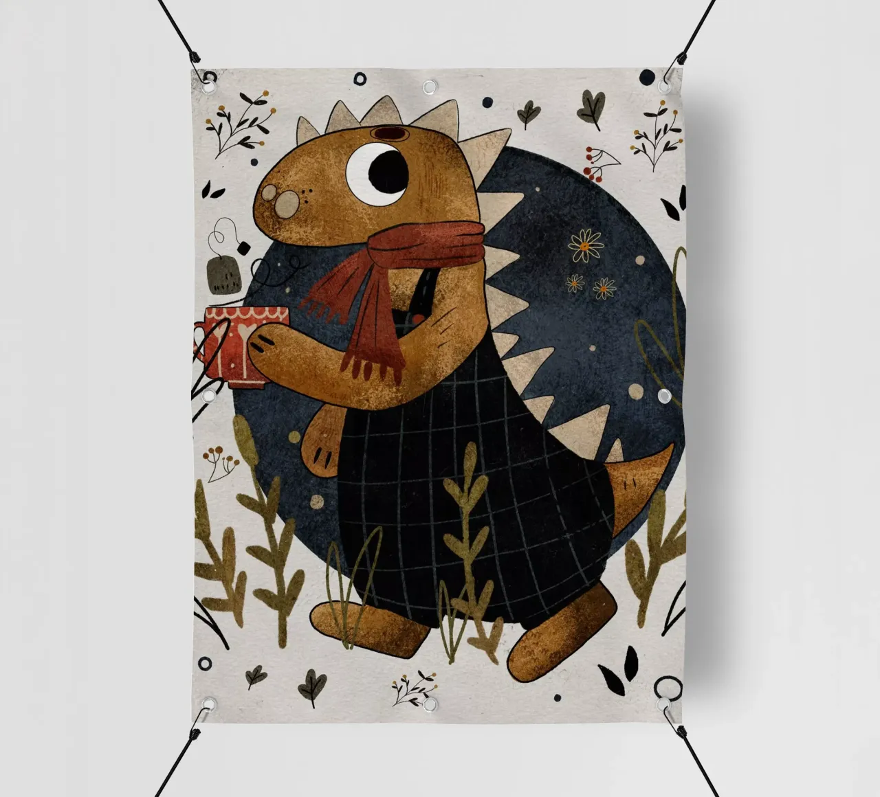 Nelli Suneli - Dino with a Tea telo in pvc da The Artcircle
