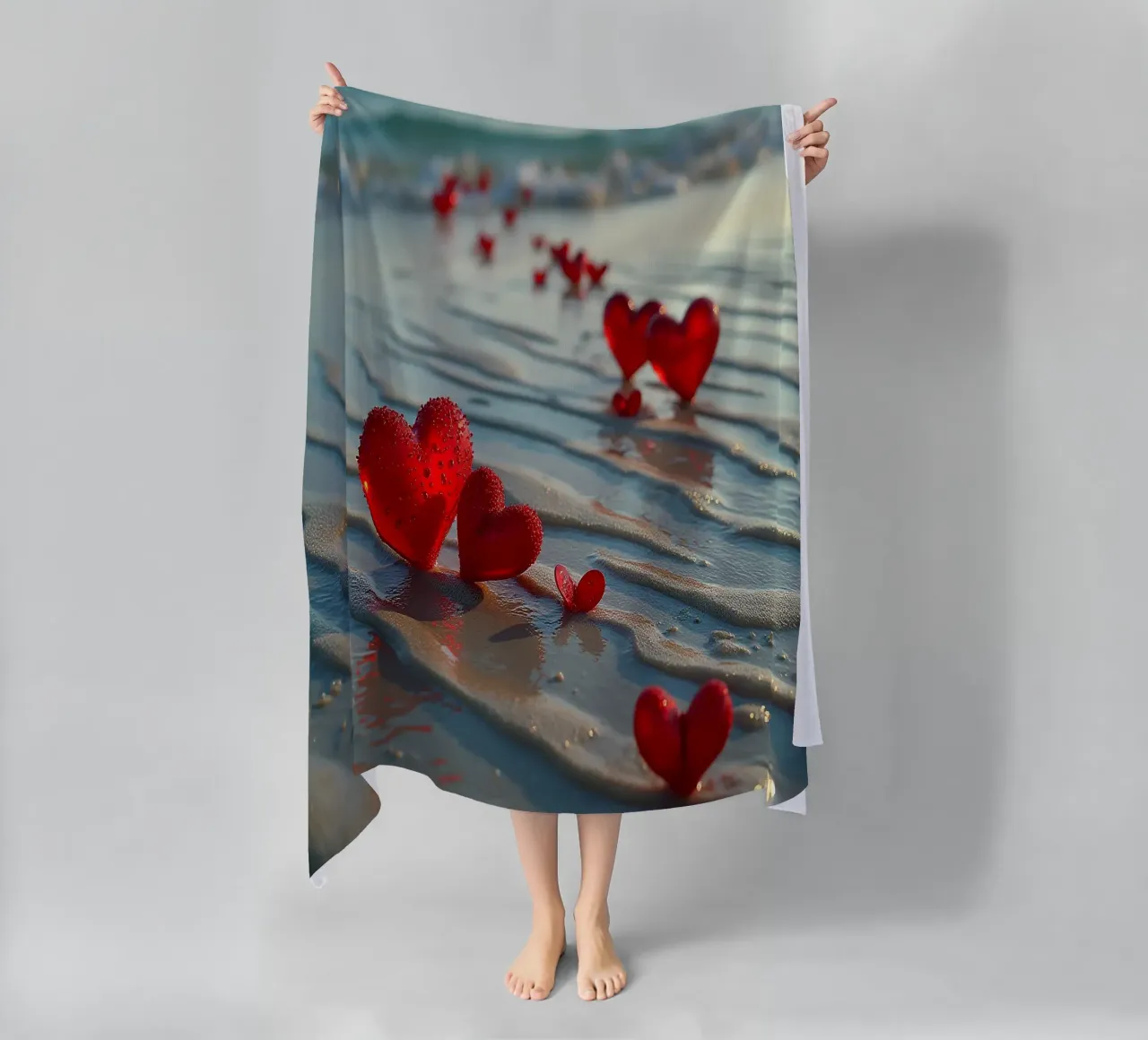 Cuori sulla spiaggia_5 telo mare da Pink- und LoveArt by LK
