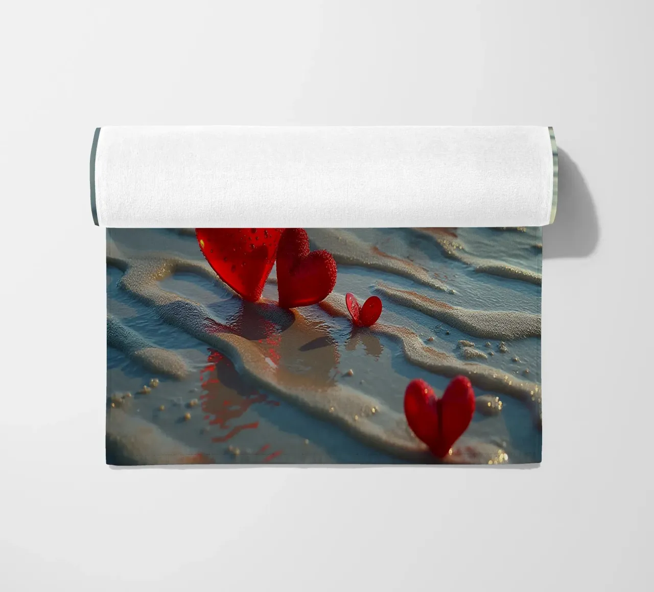 Cuori sulla spiaggia_5 telo mare da Pink- und LoveArt by LK