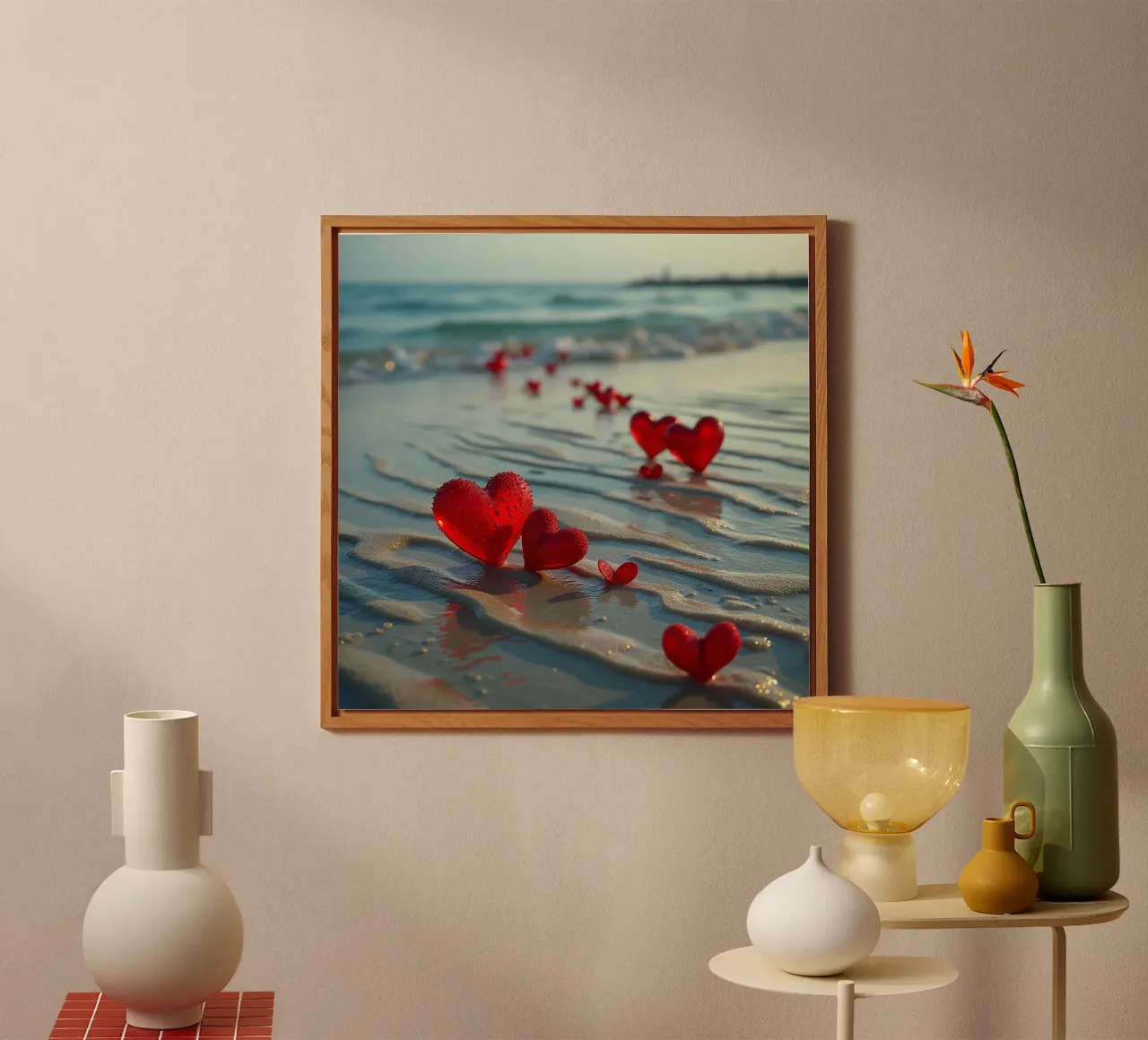 Cuori sulla spiaggia_5 pannello forex da Pink- und LoveArt by LK