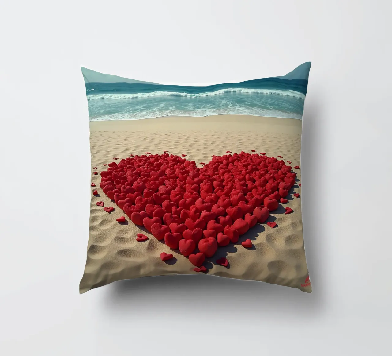 Cuori sulla spiaggia_6 cuscino da Pink- und LoveArt by LK
