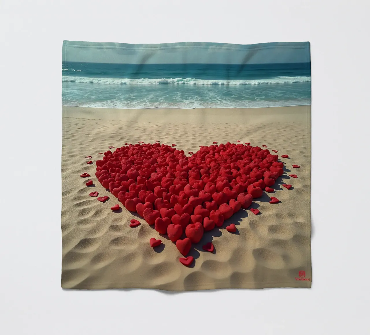 Cuori sulla spiaggia_6 coperta in pile da Pink- und LoveArt by LK