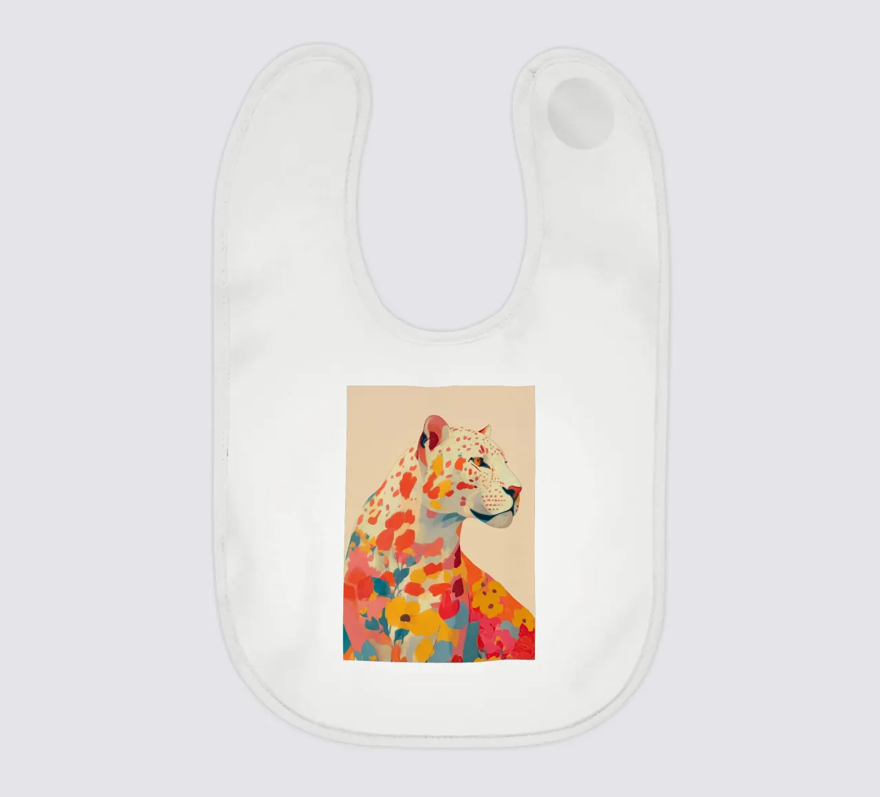 Leopard in Bloom baby bib by Luca