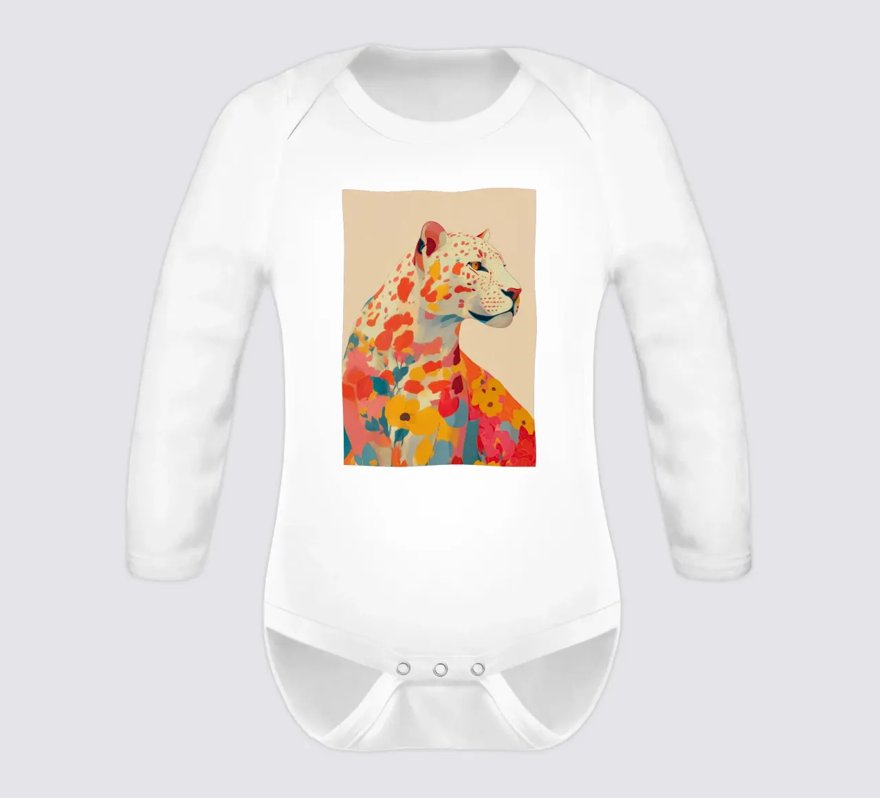 Leopard in Bloom body neonato maniche lunghe da Luca