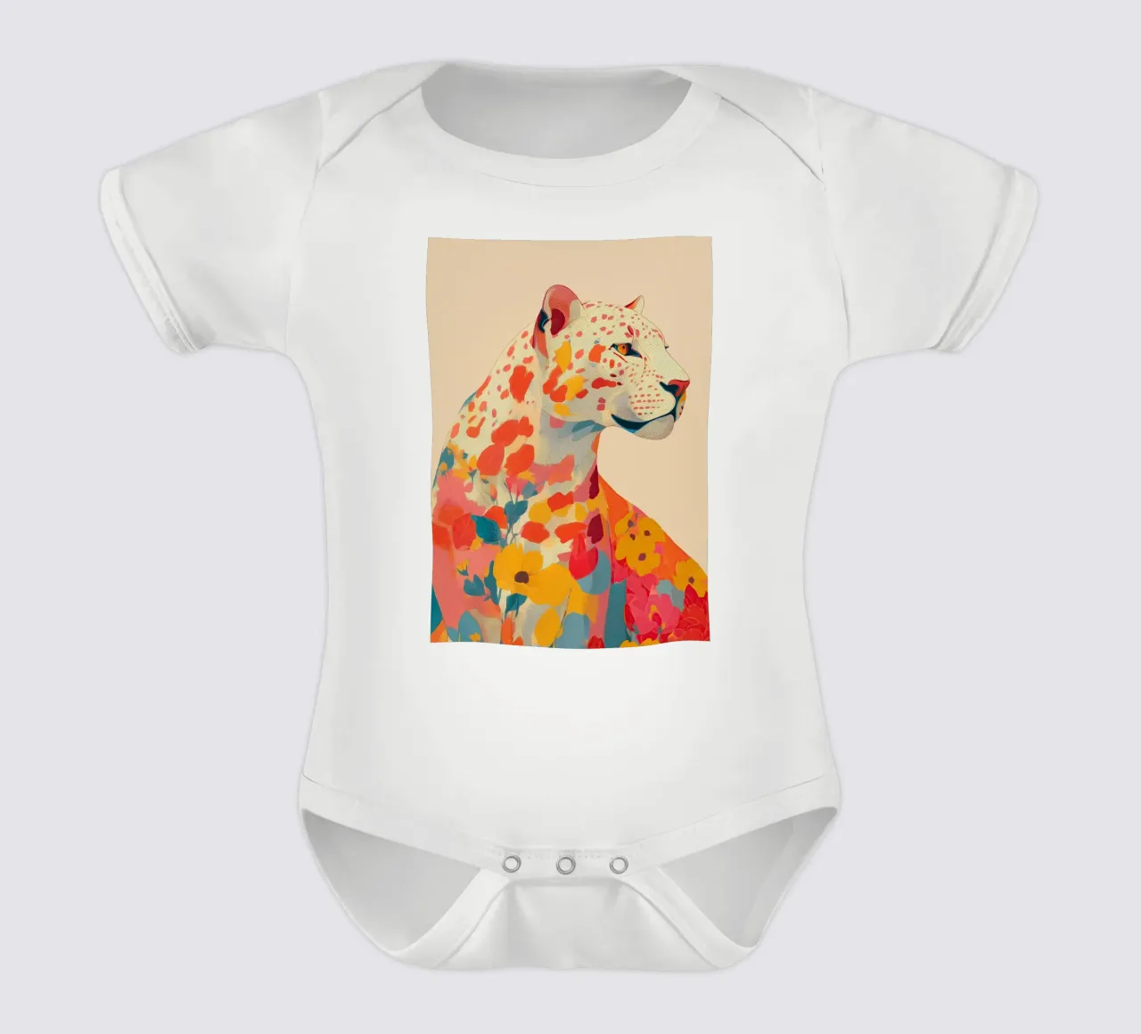 Leopard in Bloom body neonato maniche corte da Luca