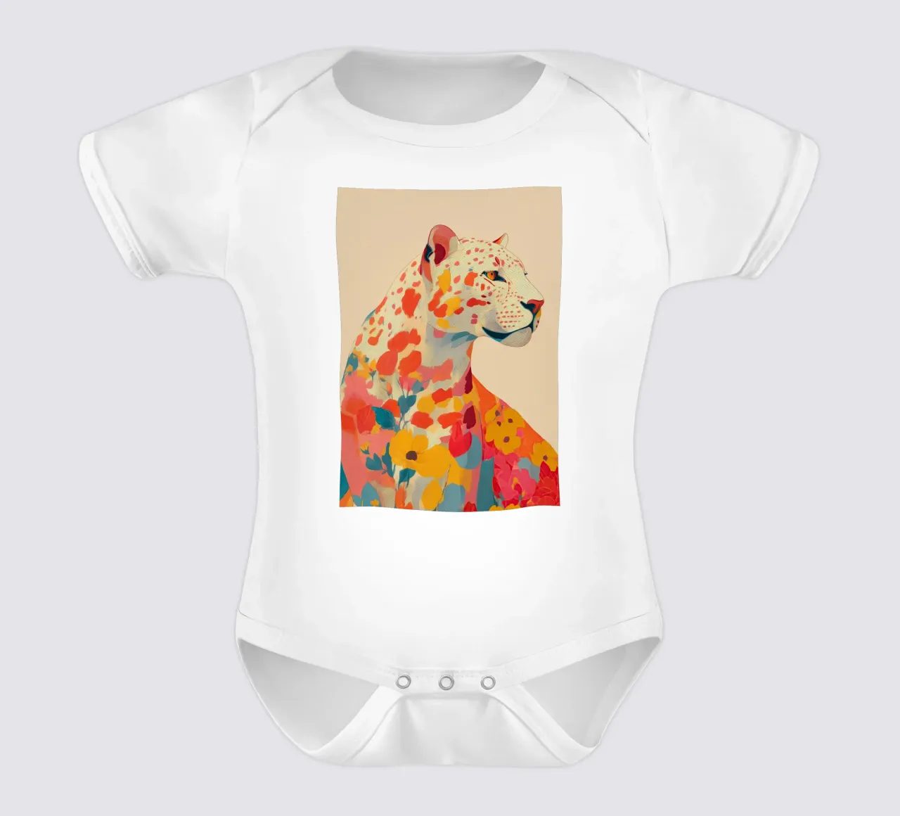 Leopard in Bloom Kurzarm Babybody von Luca