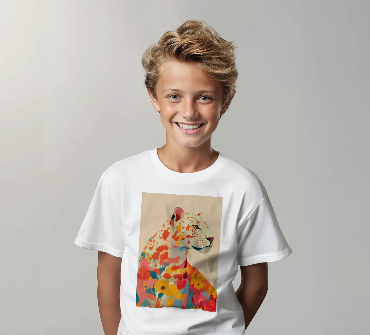 Leopard in Bloom t-shirt bambini da Luca